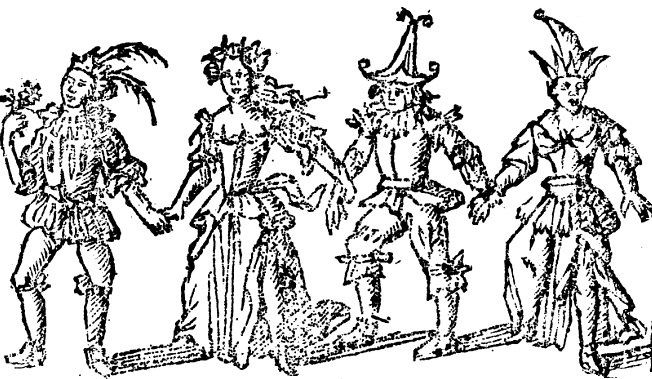 May Day revellers, from RURAL RECREATIONS or, The Young-Men and Maids Merriment at their Dancing round a Country MAY-POLE (17th-century ballad sheet)