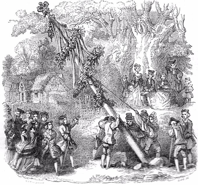 Raising the Maypole, from Chambers Book of Days (1864)