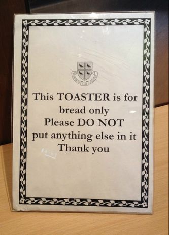 Enigmatic sign seen at the breakfast (photo Susie Healey)