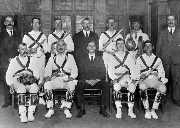Oxford City Police Morris Side, 1926 (photo courtesy of Oxford University Images). William Kimber is seated front left, concertina in his lap. The side disbanded in 1936, following a display in which a 14-stone officer fell through a platform. 